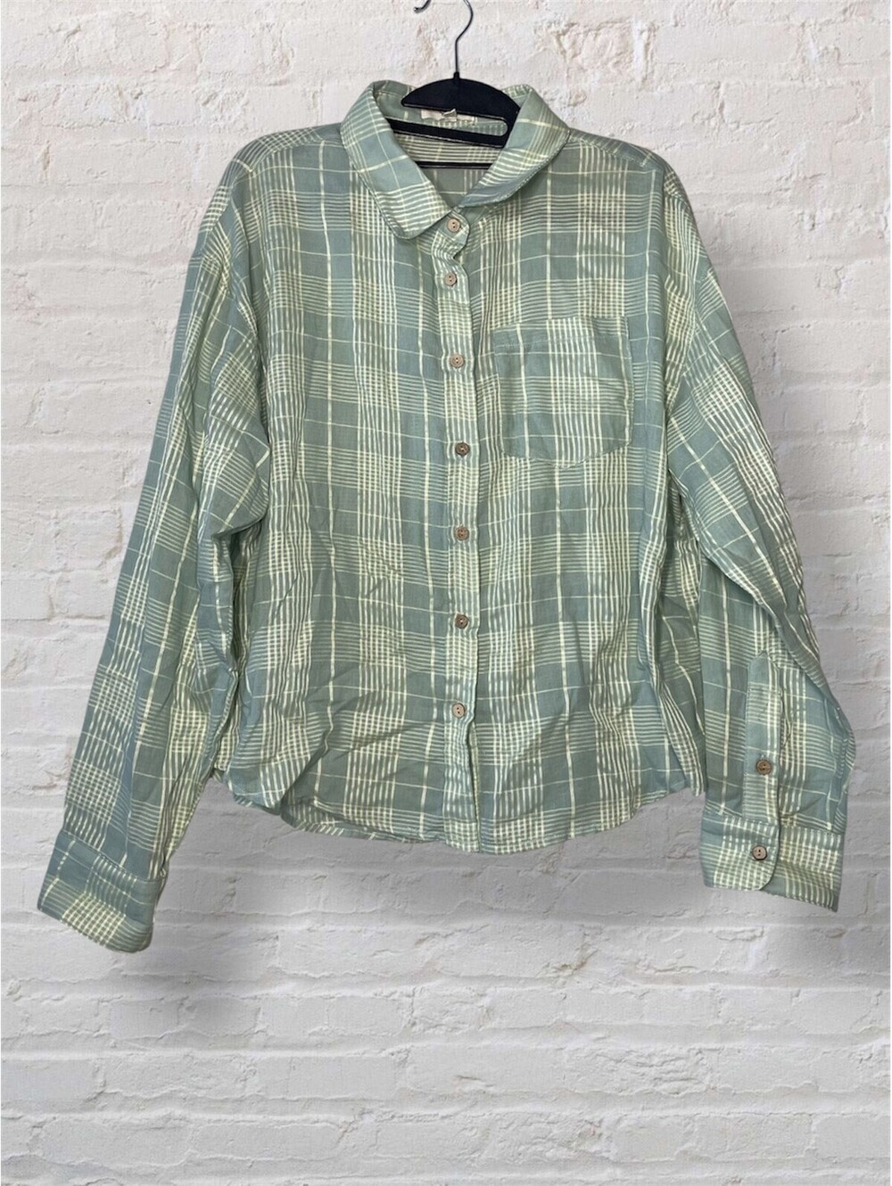 EASEL Green Plaid Button Down Boho Cottagecore Y2K  Back to school BTC Fall Sz M